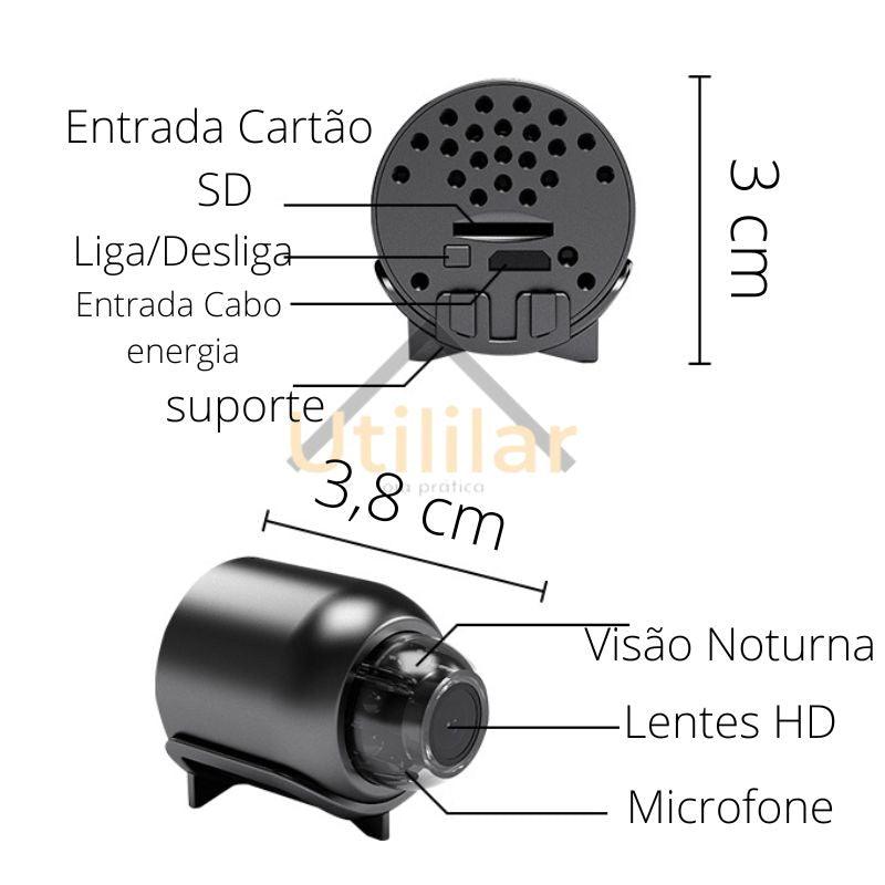 Mini Câmera Espiã Portátil - Imagem e Áudio - Versão HD 2023 - Resete